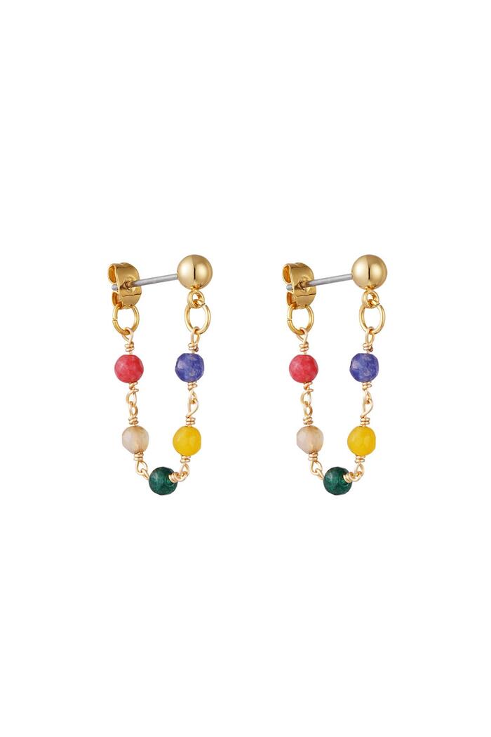 Earrings with chain and stones Gold Copper 