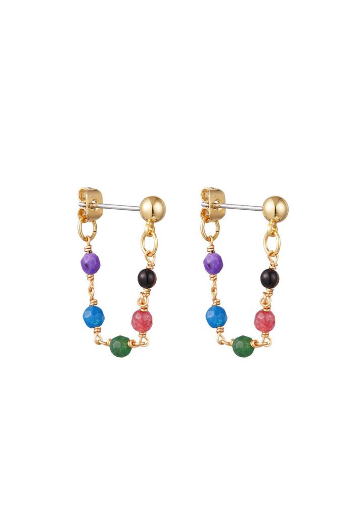 Earrings with chain and stones Gold Copper 