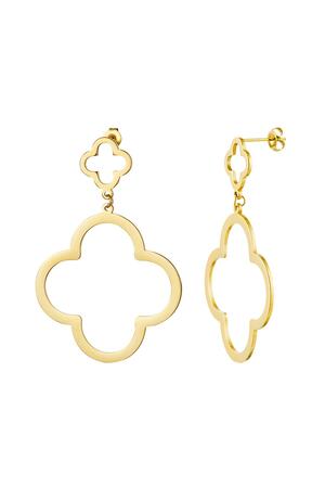 Earrings 2 clovers Gold Stainless Steel h5 
