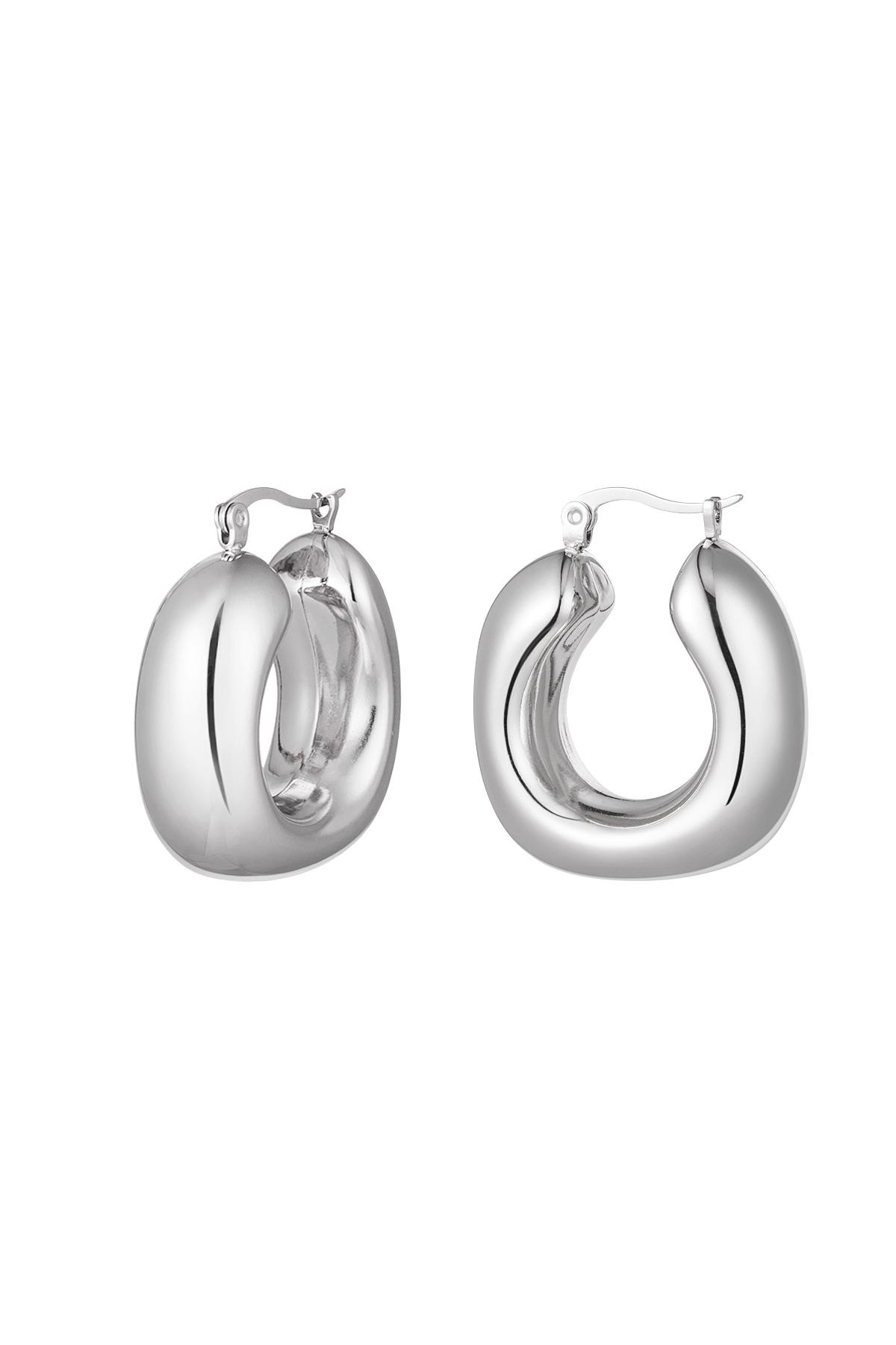 Earrings abstract shape - silver color Stainless Steel