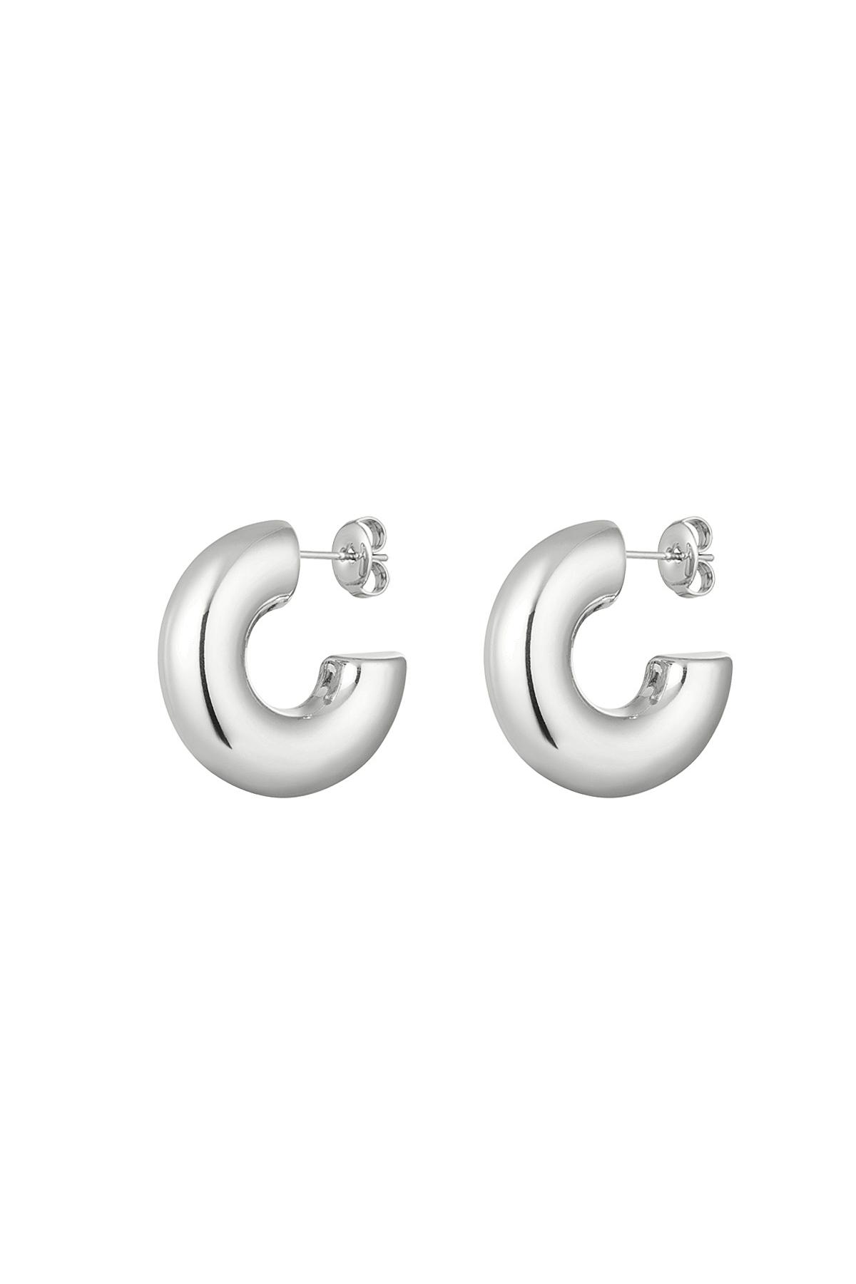 Clous d'oreilles demi-ronds basiques Argenté Acier inoxydable h5 