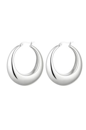 Stainless steel hoop earring round Silver h5 