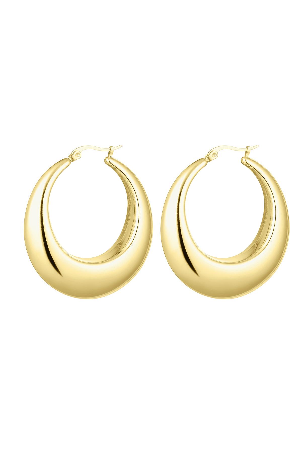 Stainless steel hoop earring round Gold h5 