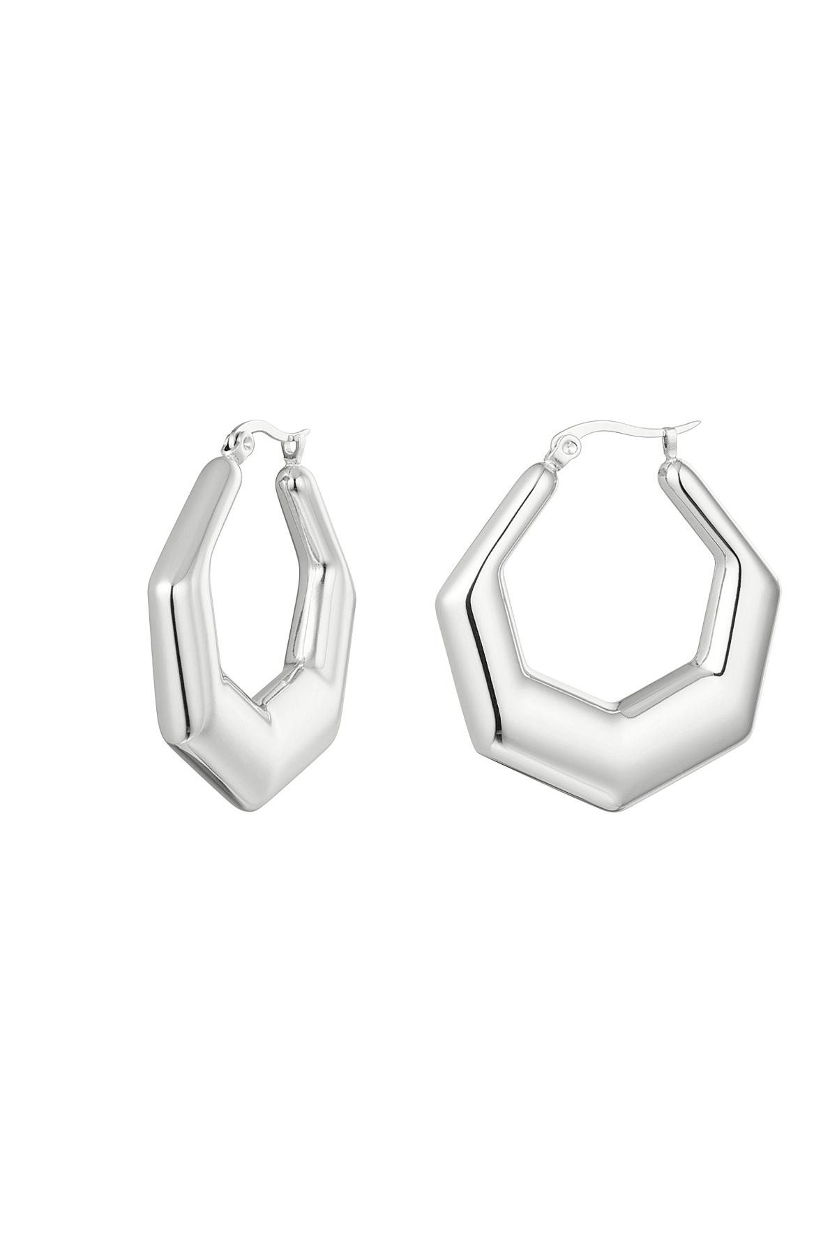 Pendientes acero inoxidable hexágono Plata 2