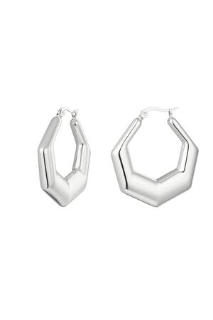 Earrings stainless steel hexagon Silver h5 