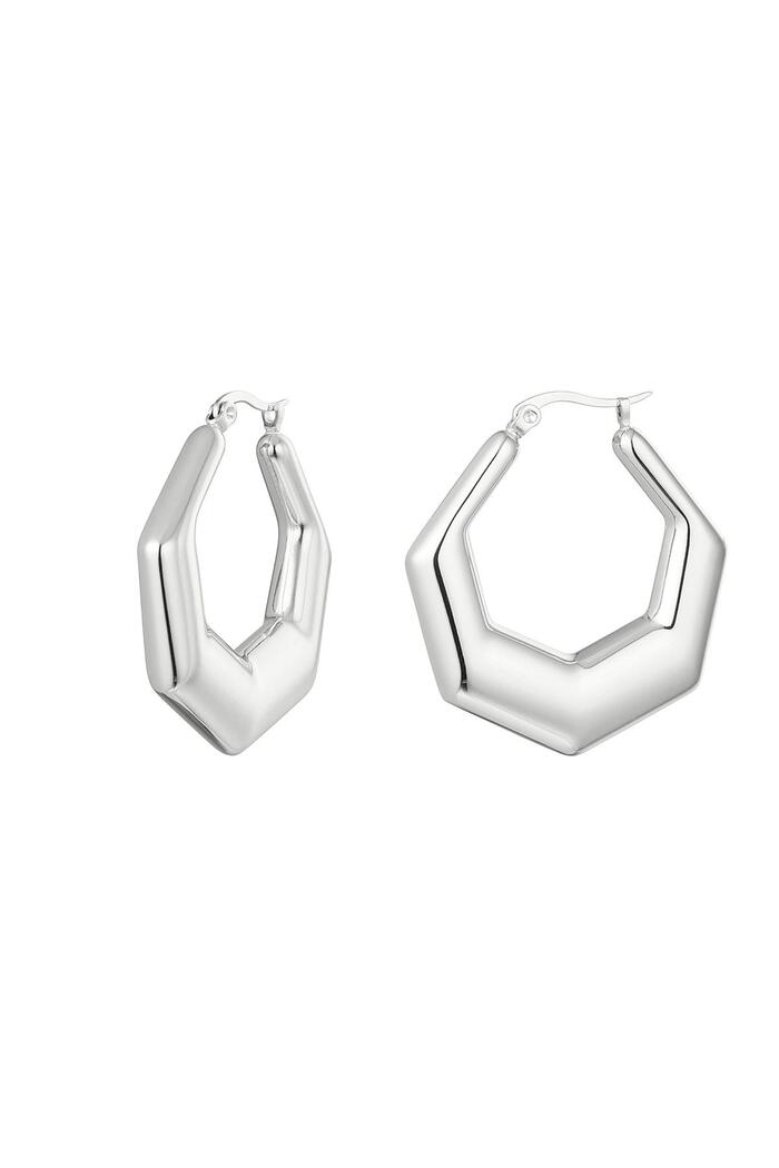 Earrings stainless steel hexagon Silver 