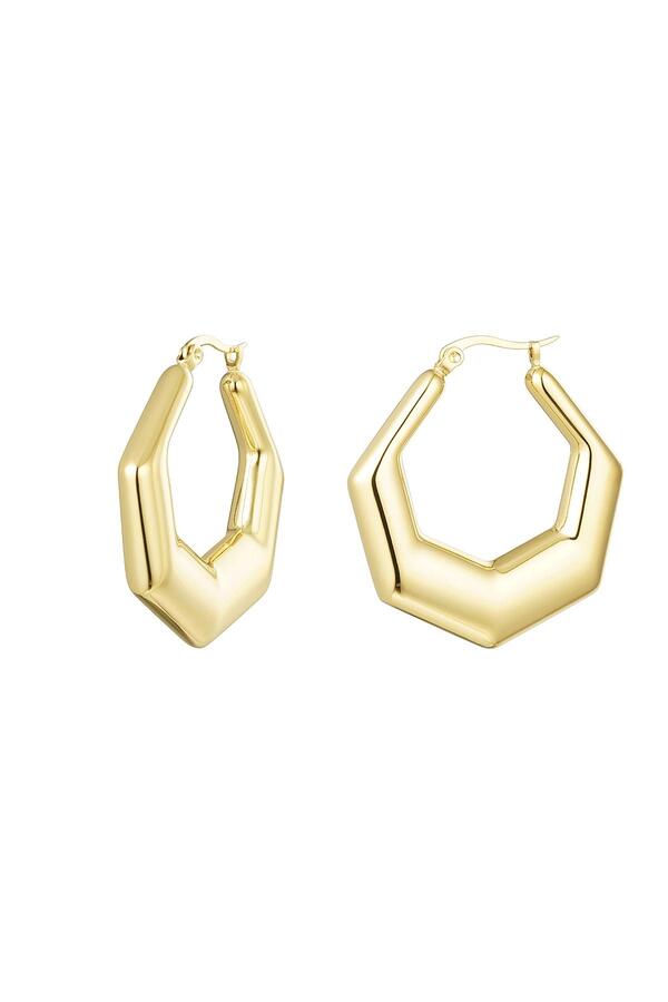 Earrings stainless steel hexagon Gold