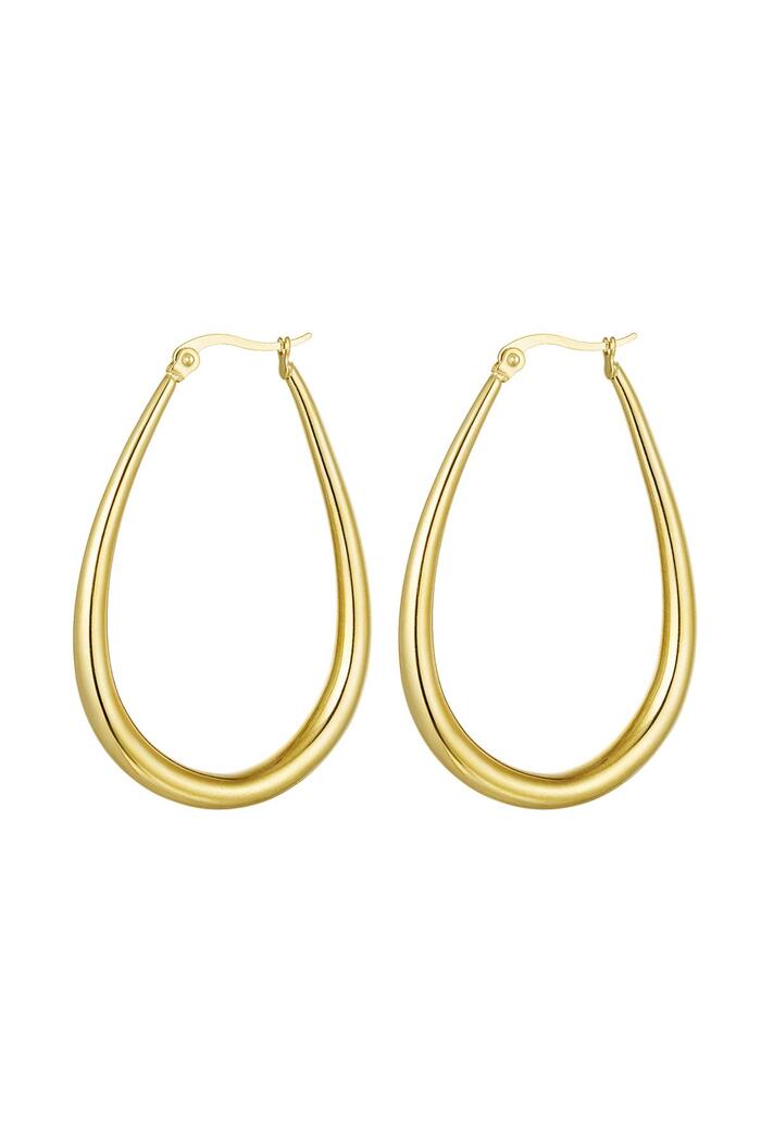Earrings drop large Gold Stainless Steel 