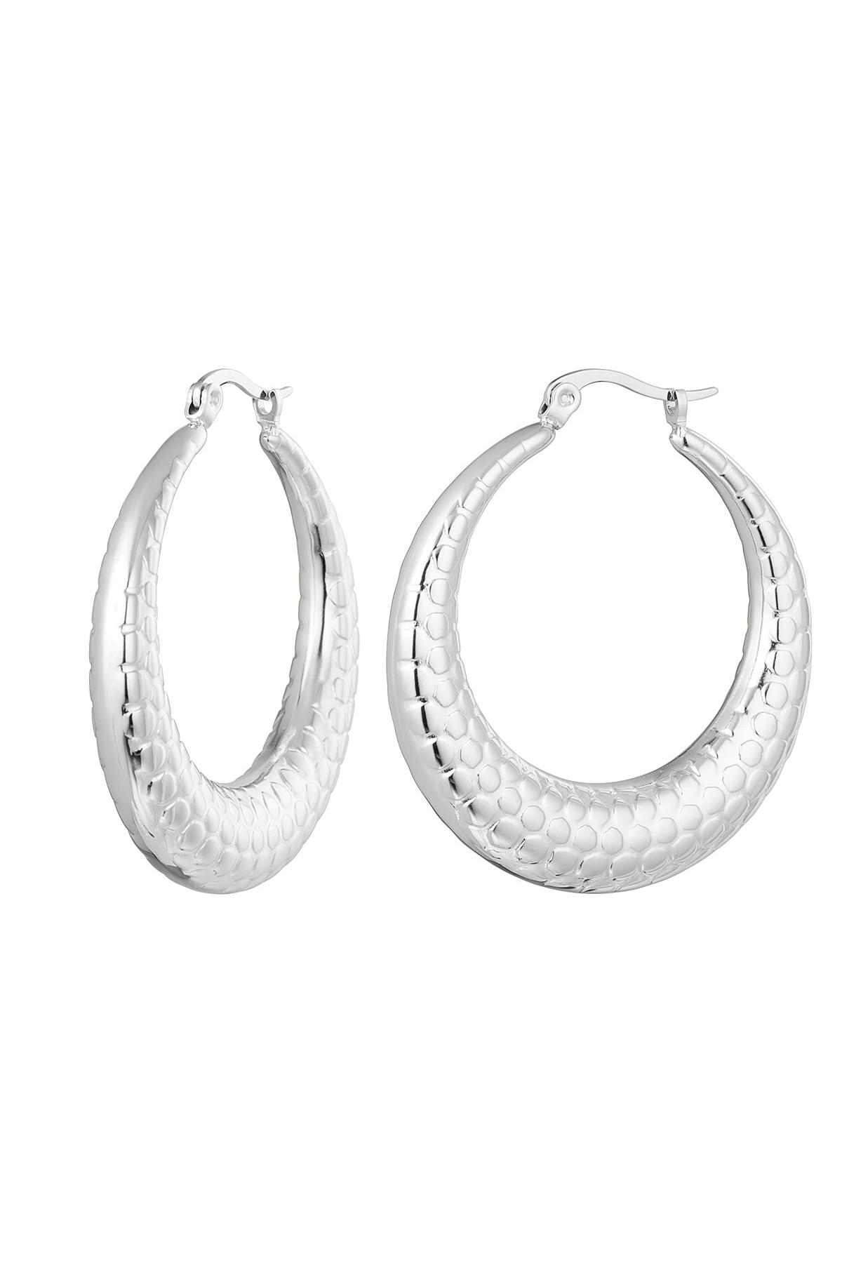 Earrings bubble print large Silver Stainless Steel 