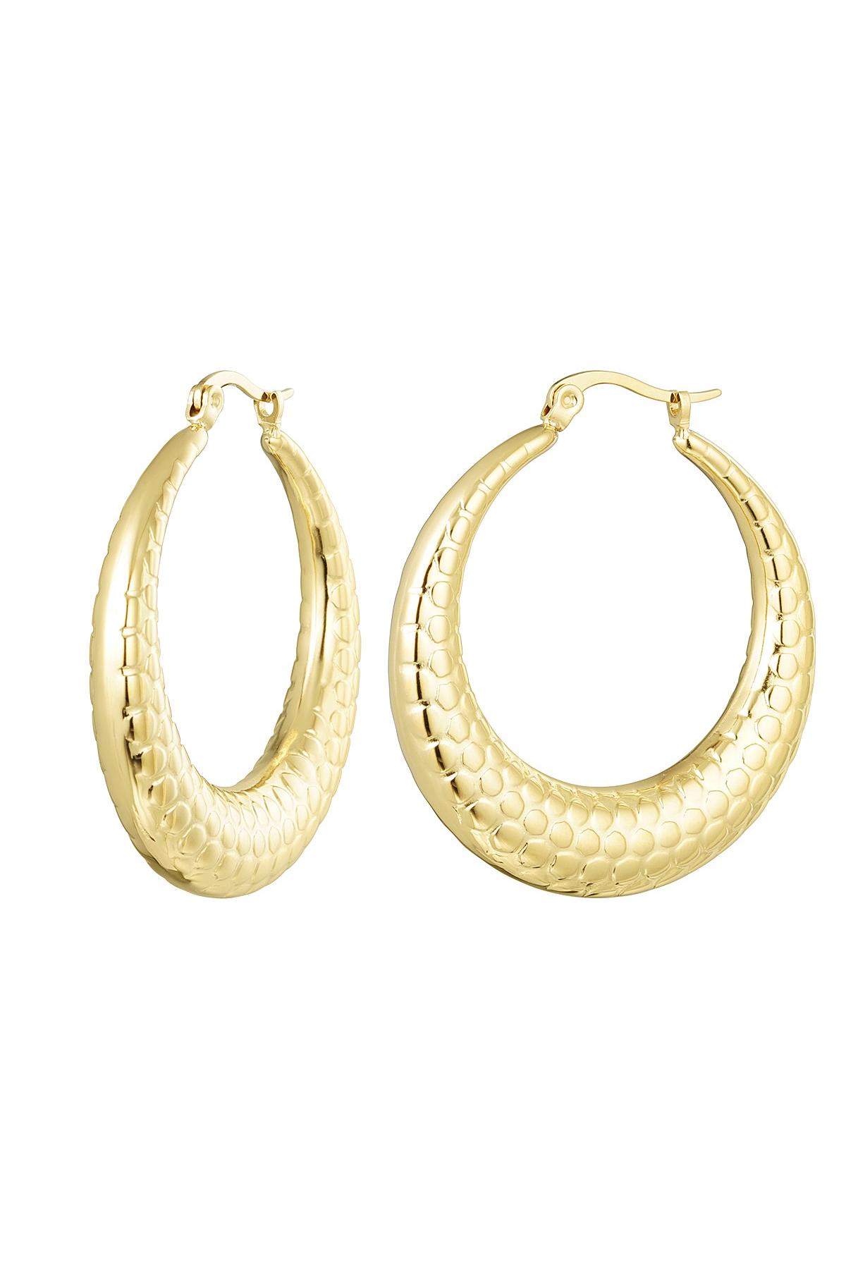 Earrings bubble print large Gold Stainless Steel 