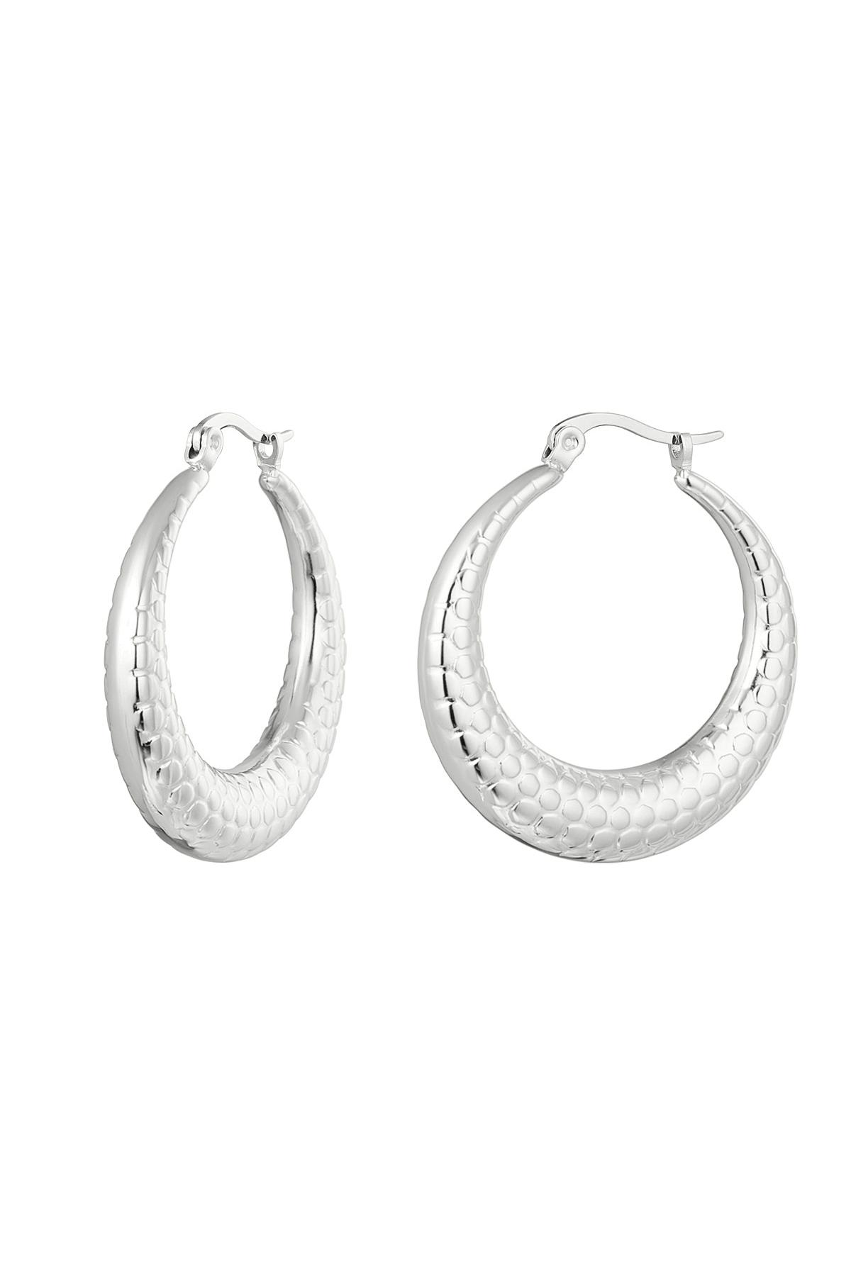 Earrings bubble print medium Silver Stainless Steel h5 