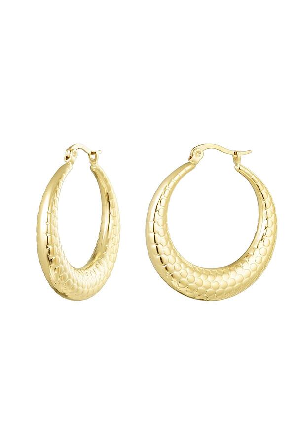 Earrings bubble print medium Gold Stainless Steel