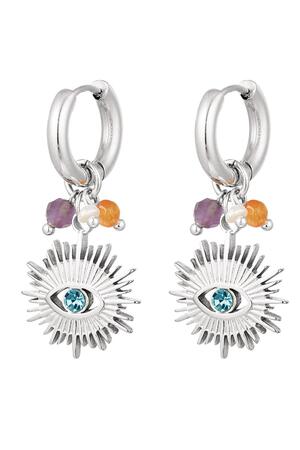 Earrings eye with beads Silver Stainless Steel h5 