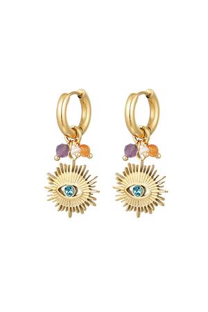 Earrings eye with beads Gold Stainless Steel h5 