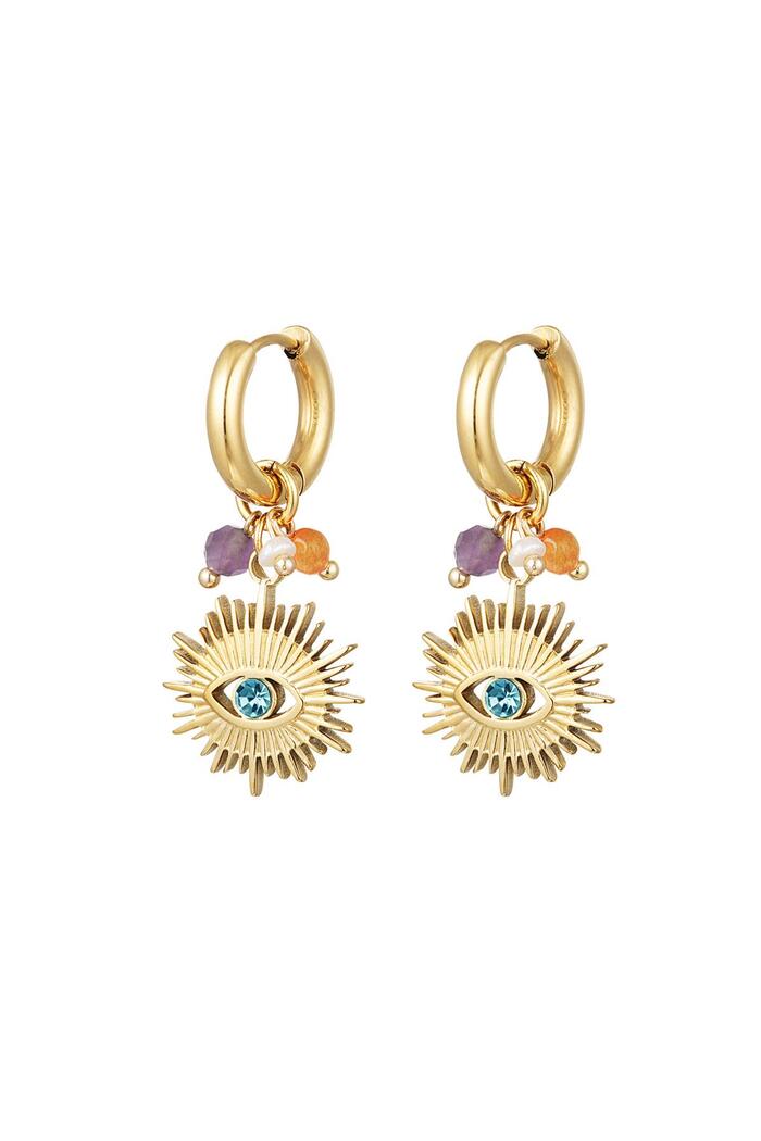 Earrings eye with beads Gold Stainless Steel 
