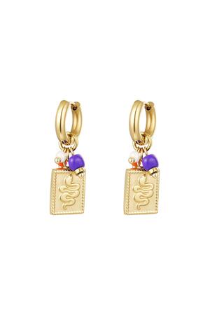 Earrings with snake charm & beads Gold Stainless Steel h5 