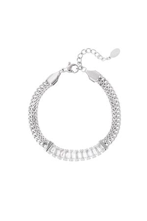 Bracelet chain with zircon Silver Stainless Steel h5 