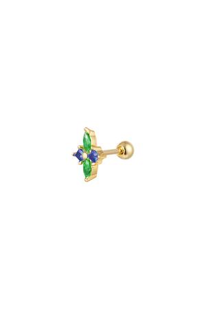 Piercing kleine bloem - Sparkle collectie Green & Gold Koper h5 