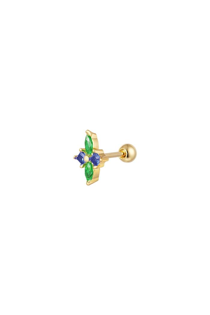 Piercing kleine bloem - Sparkle collectie Green & Gold Koper 
