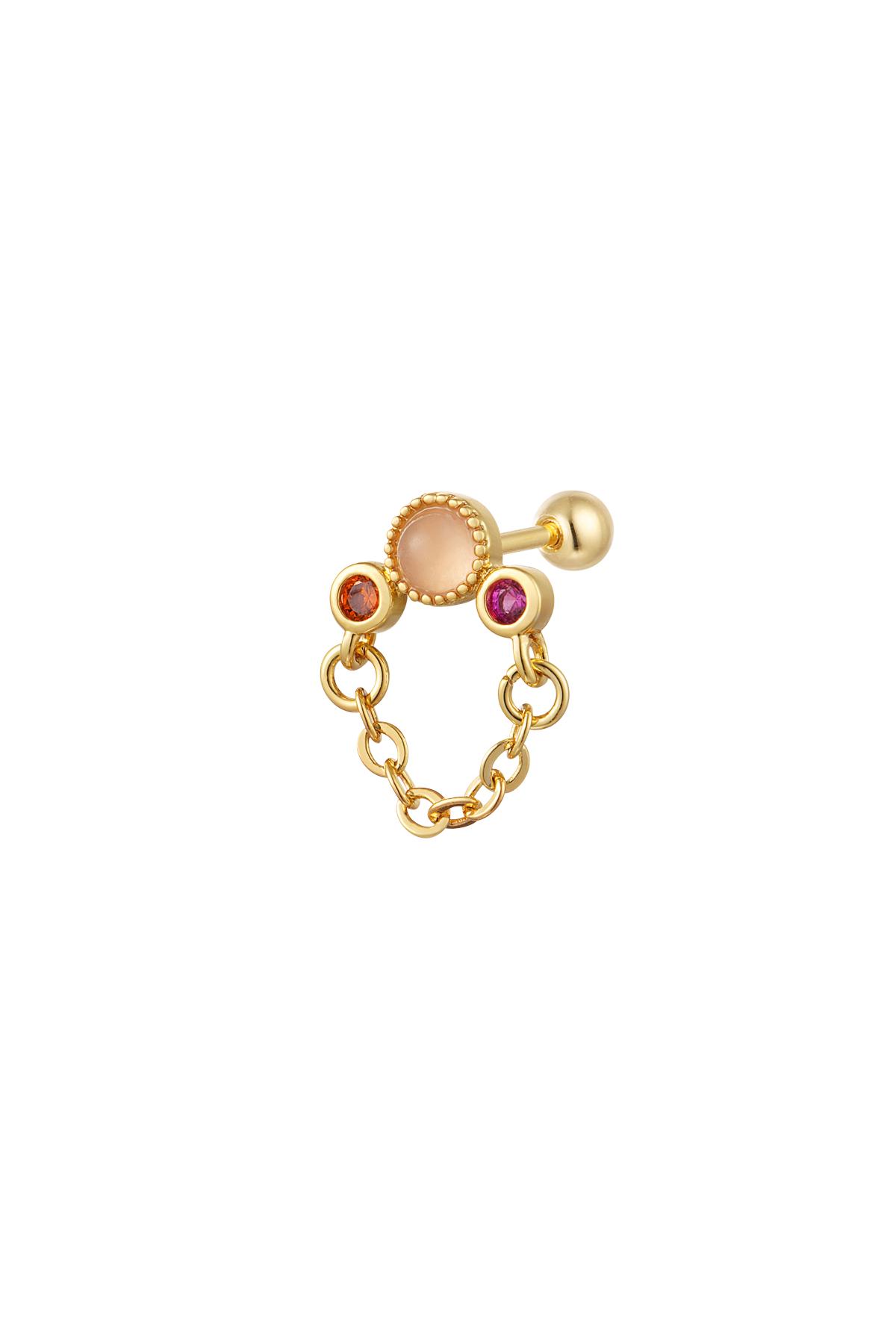 Piercing con cadena - Colección Sparkle Naranja & Oro Cobre 