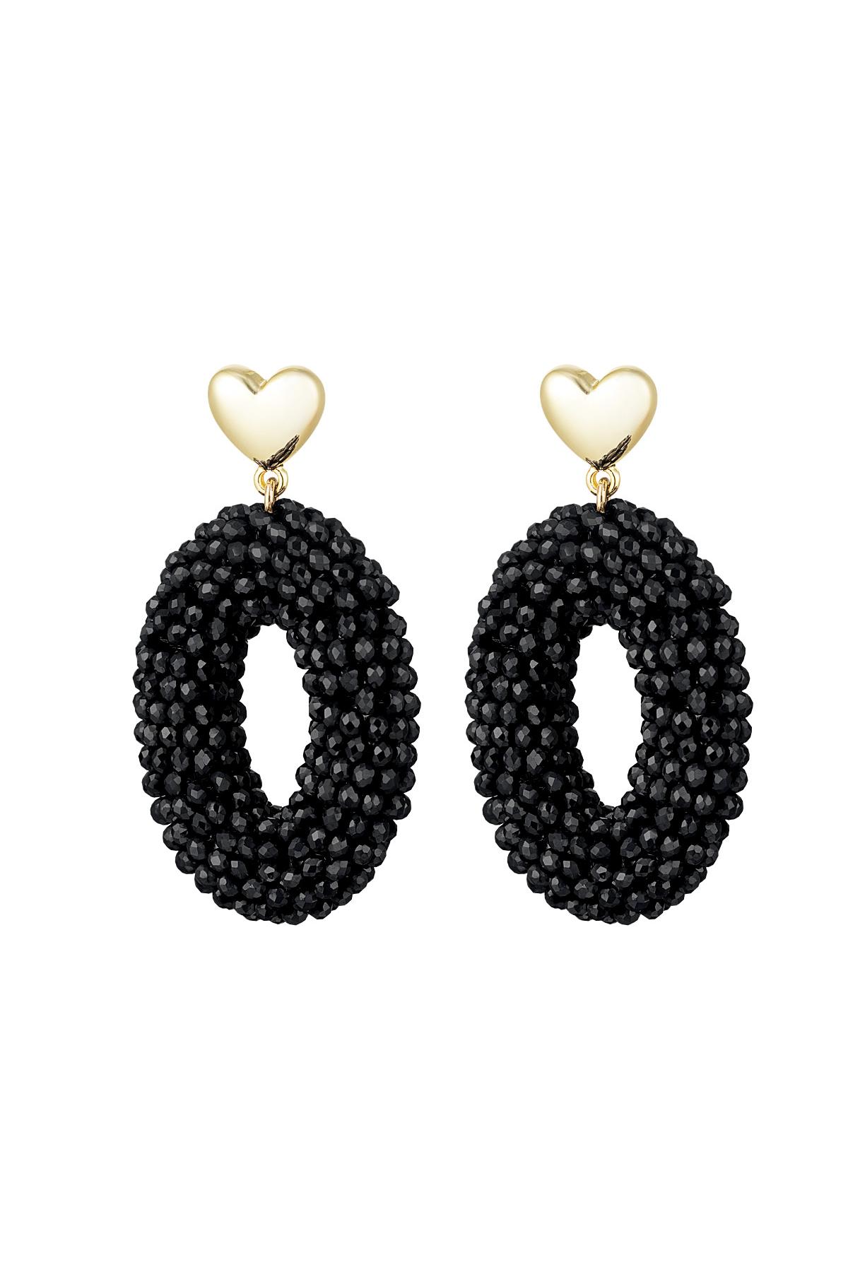 Boucles d'oreilles ovales avec perles et détail coeur Noir Cuivré