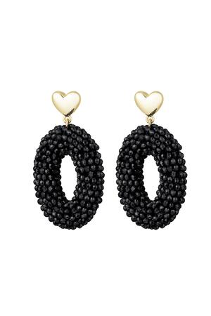 Boucles d'oreilles ovales avec perles et détail coeur Noir Cuivré h5 