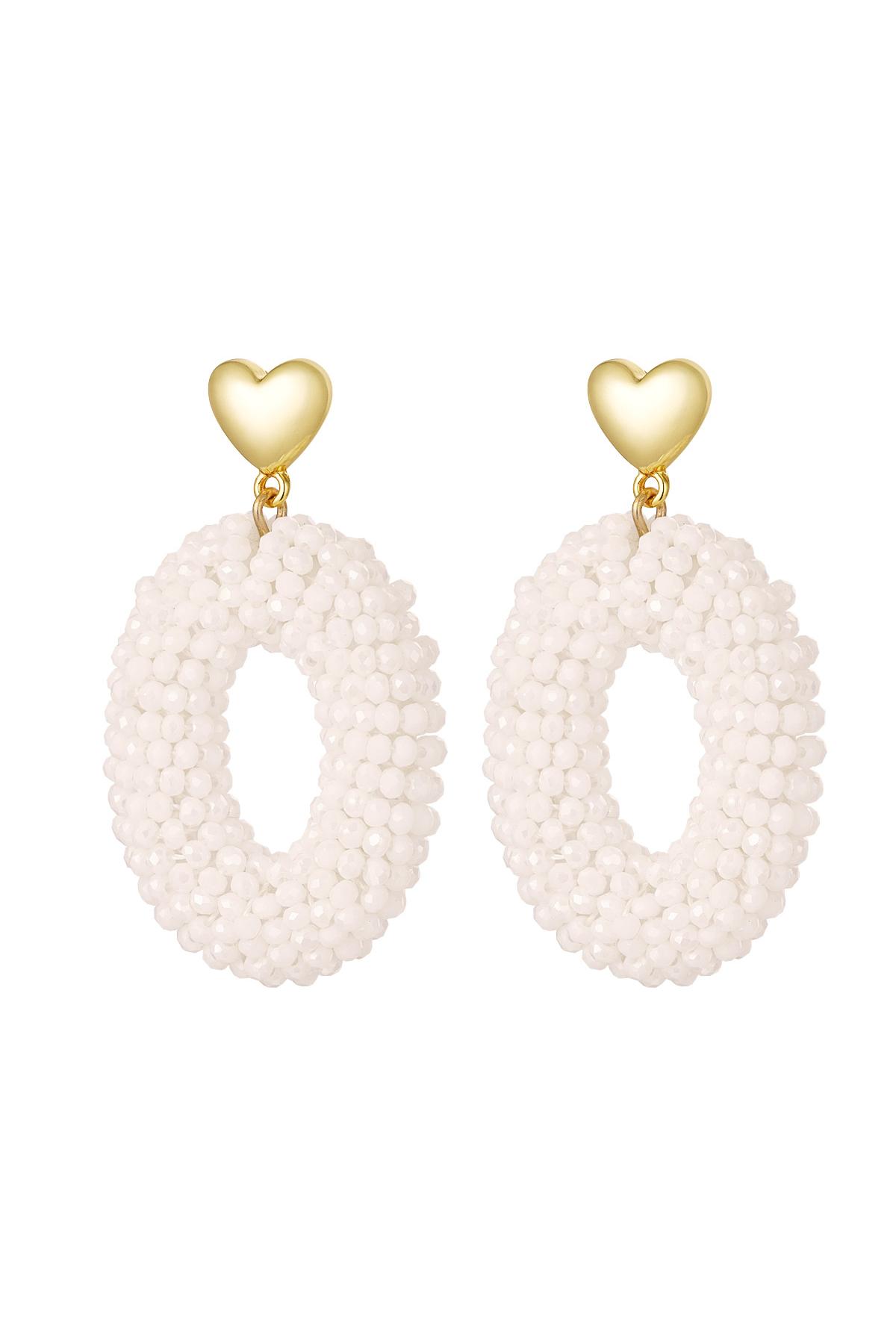Boucles d'oreilles avec perles et détail coeur Crème Alliage 