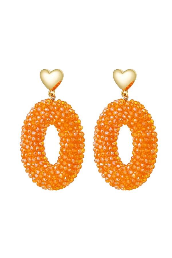 Earrings oval with beads and heart detail