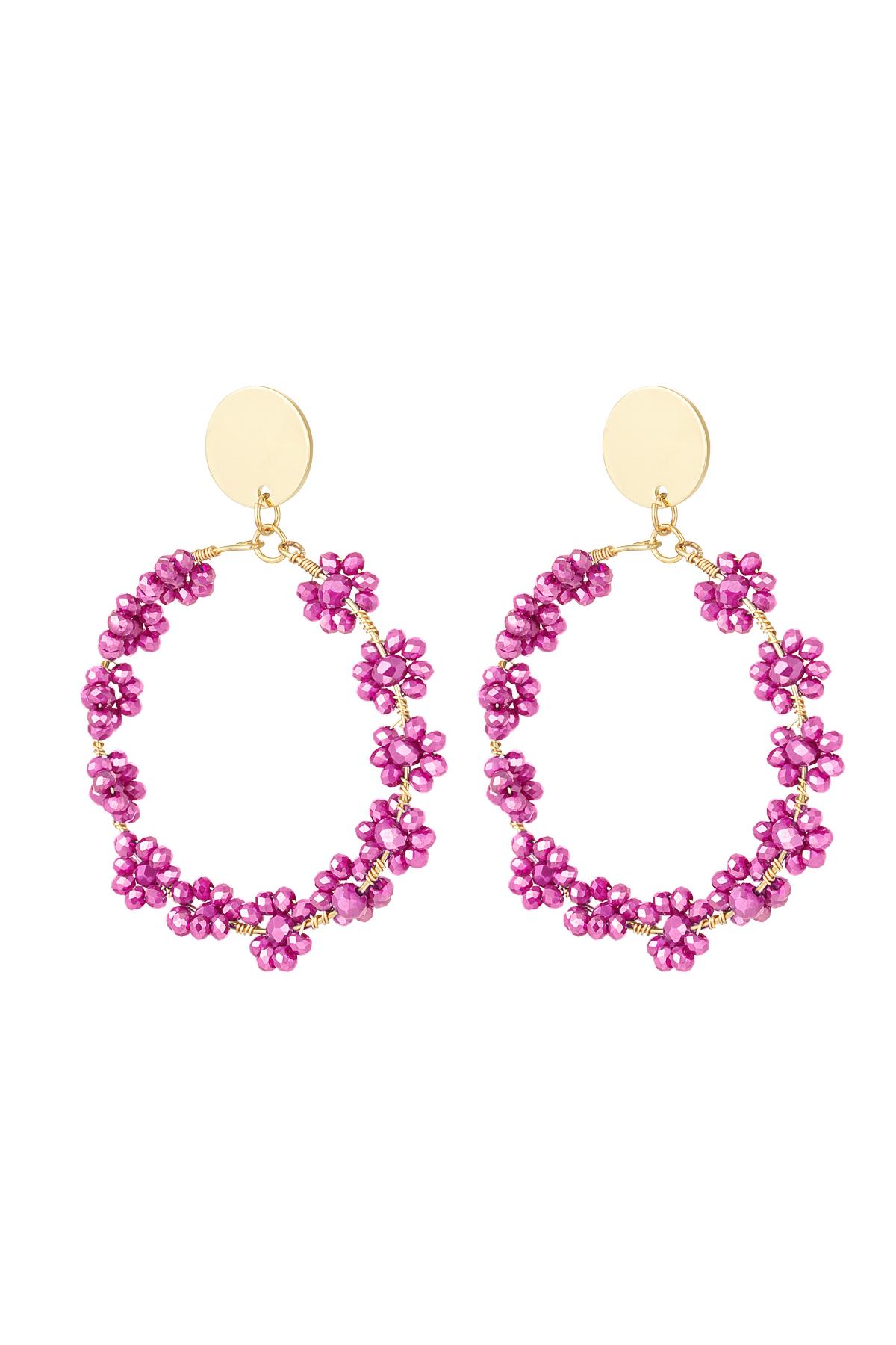 Earrings with bunches of flowers Fuchsia Copper