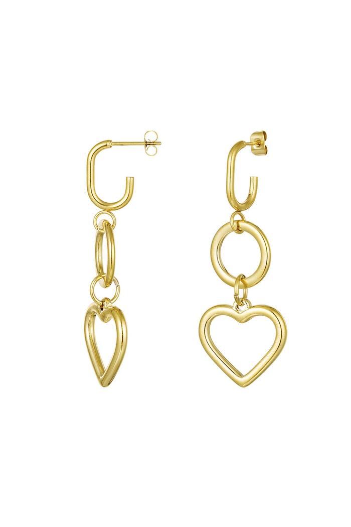 Hanging earrings with heart Gold Stainless Steel 