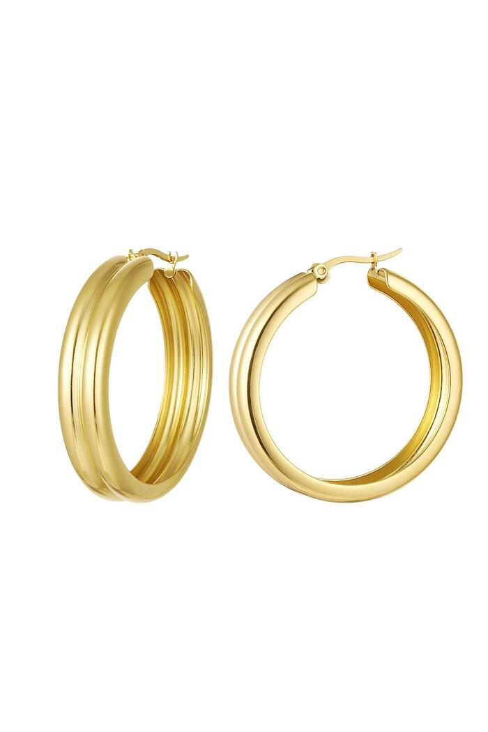 Ribbed hoop earrings Gold Stainless Steel 