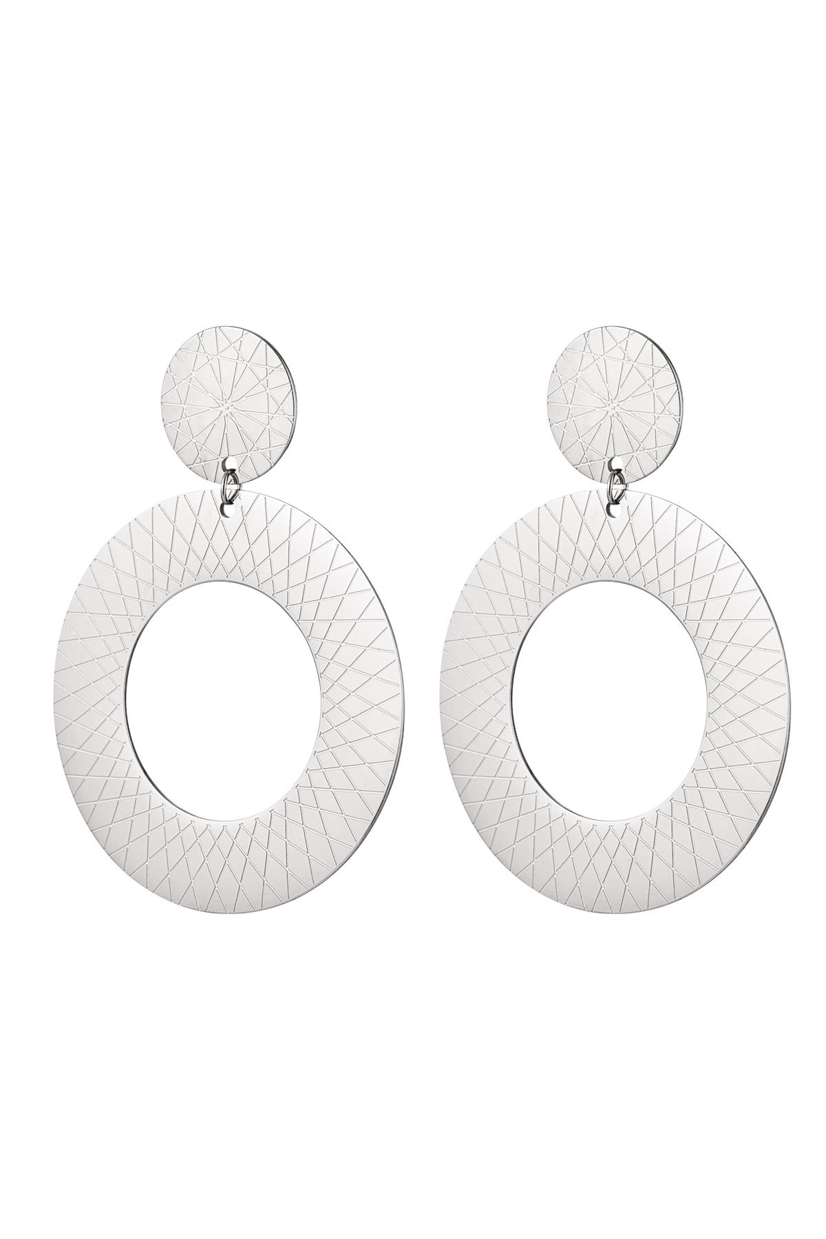 Embossed earrings Silver Stainless Steel h5 