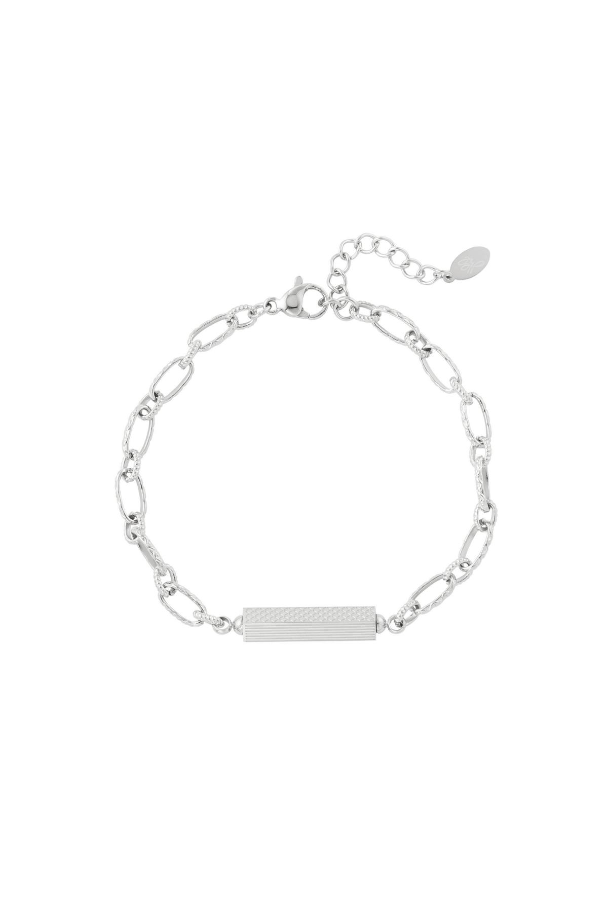 Link bracelet with charm Silver Color Stainless Steel 2