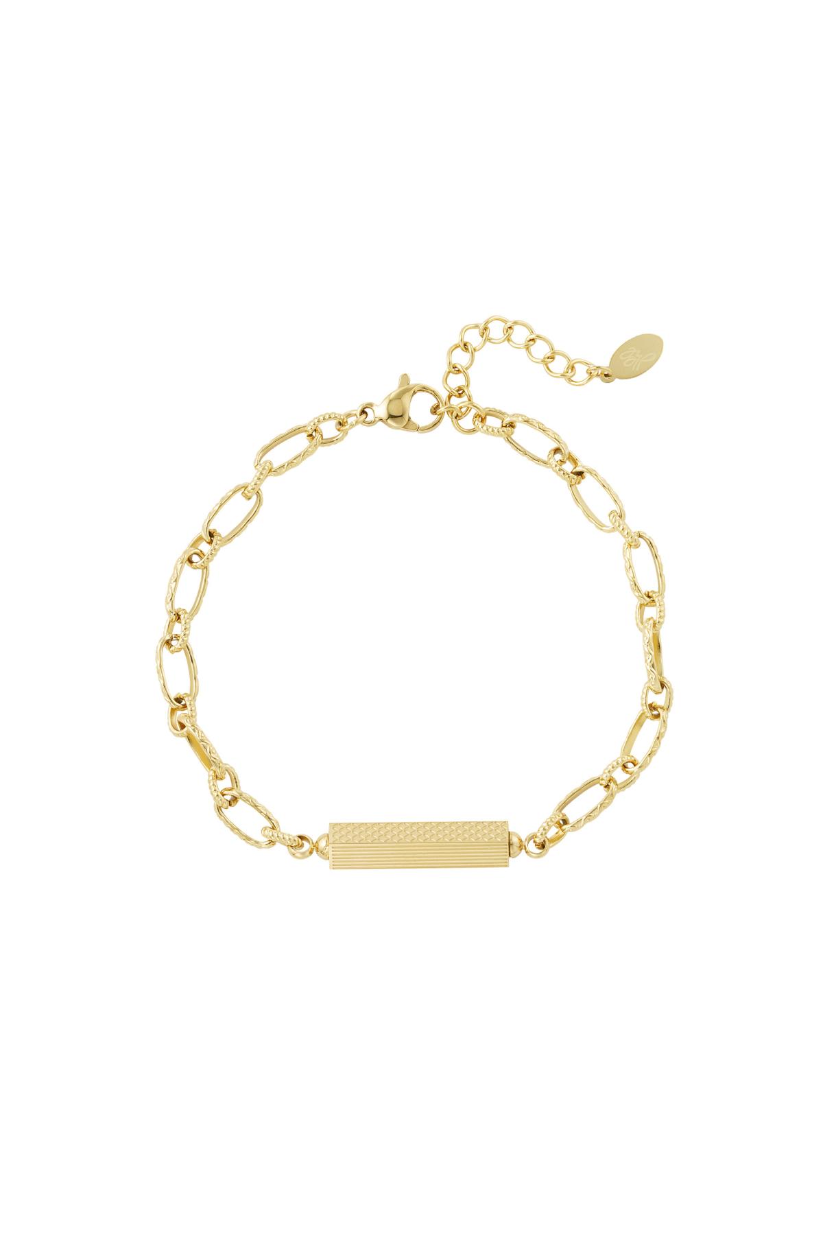 Link bracelet with charm Gold Stainless Steel h5 