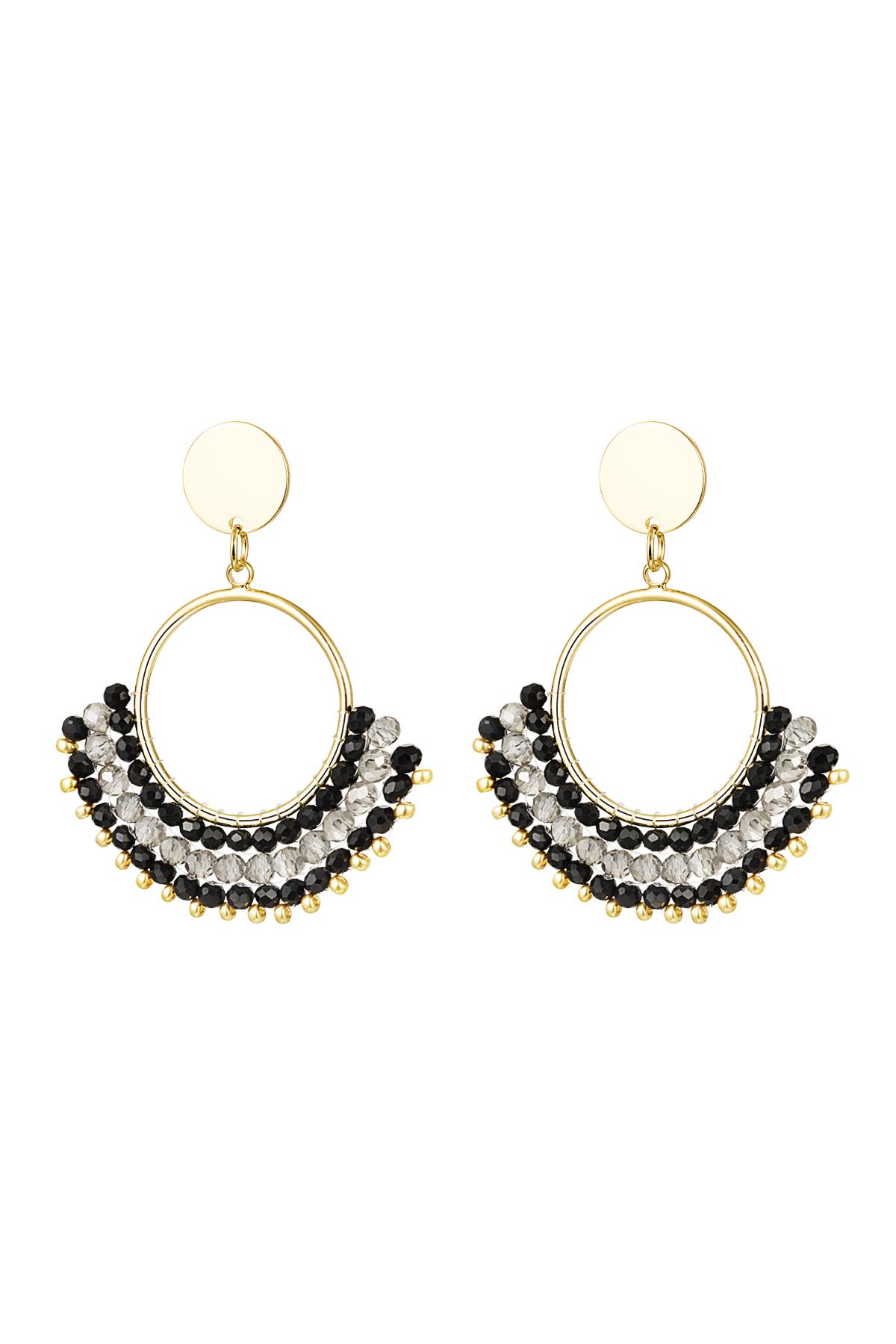 Boucles d'oreilles avec perles de cristal Noir & Or Cuivré 