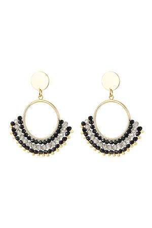 Earrings with crystal beads Black & Gold Copper h5 