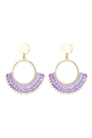 Boucles d'oreilles avec perles de cristal Lilas Cuivré h5 