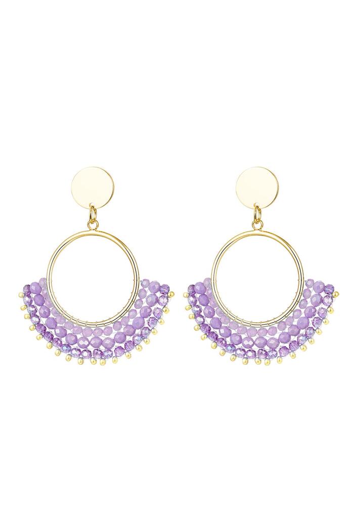 Boucles d'oreilles avec perles de cristal Lilas Cuivré 