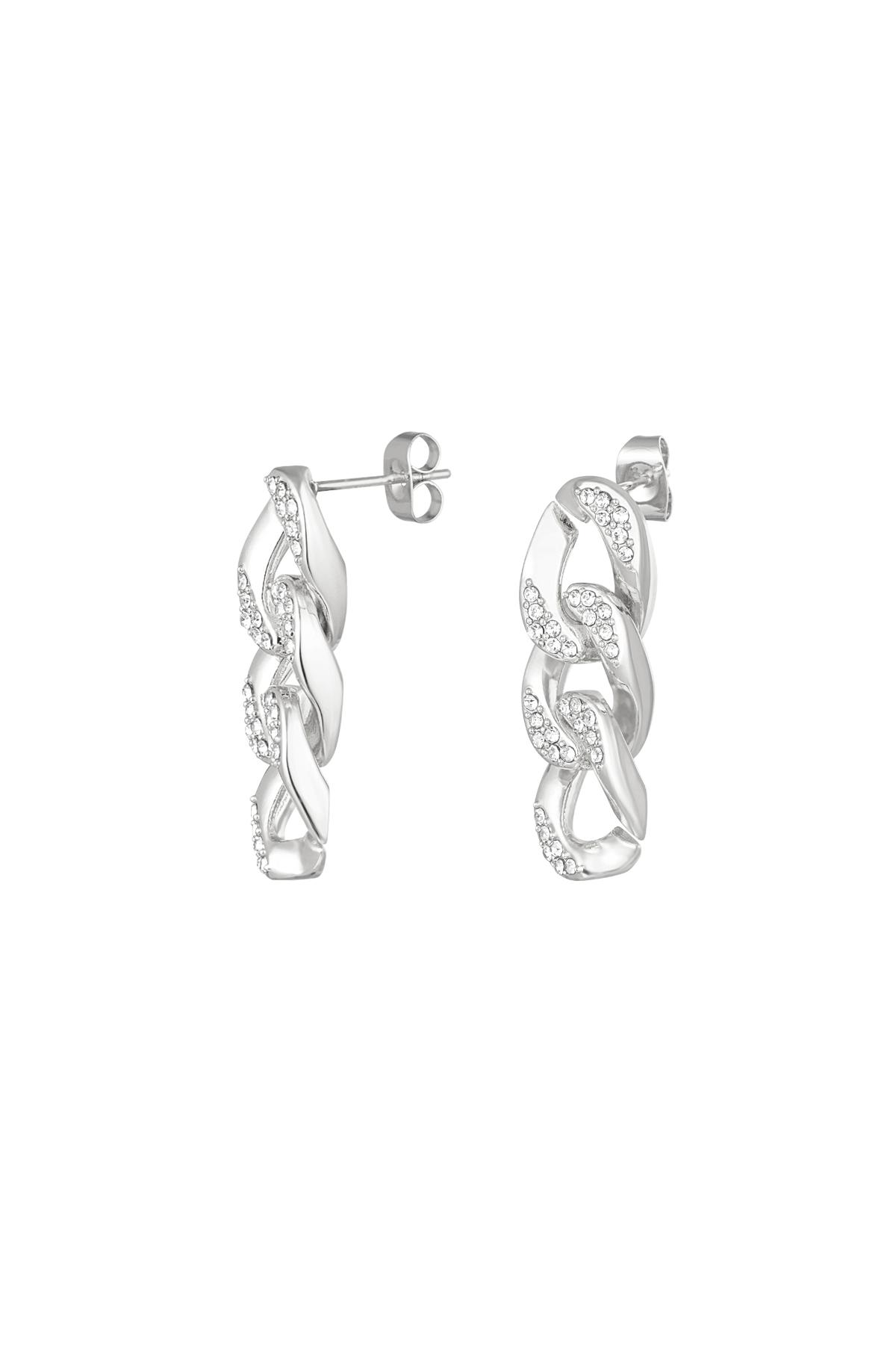 Ear studs link zircon Silver Stainless Steel h5 