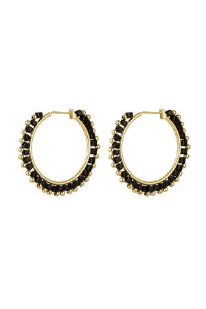 Ohrringe mit quadratischen Perlen und Punkten Schwarz & Gold Kupfer h5 