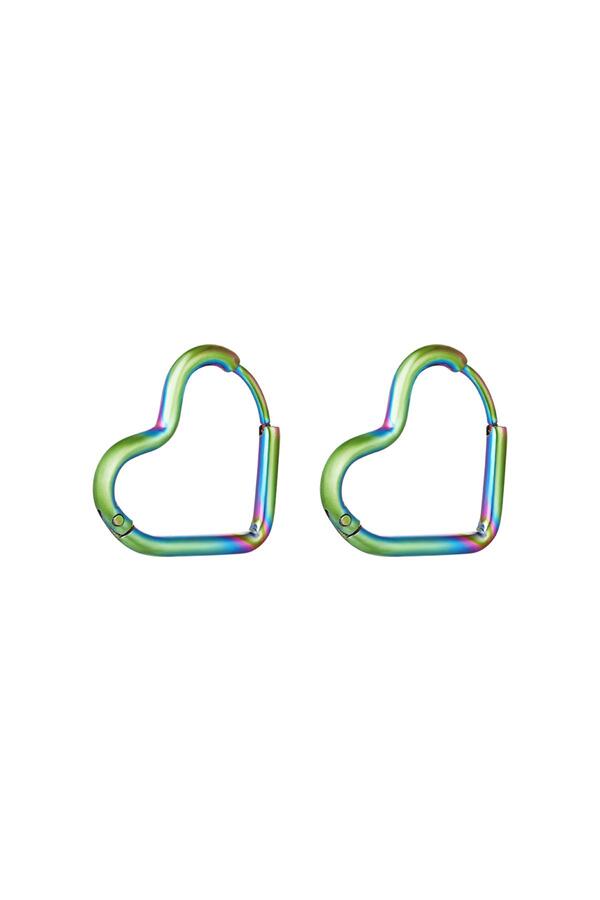 Ohrringe Herz holographisch Multi Edelstahl