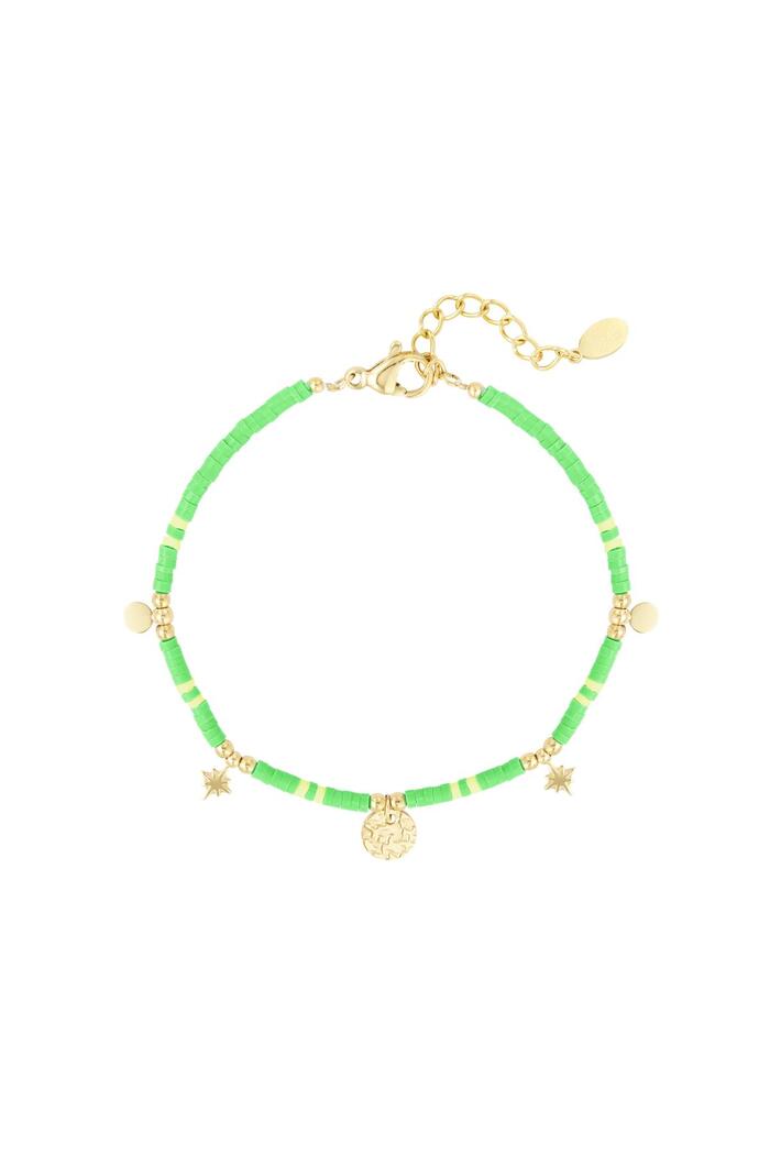 Bracelet perles avec breloques Vert & Or Hématite 