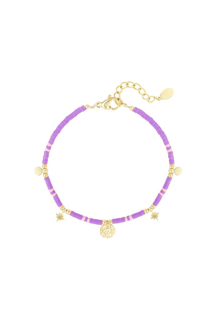 Bracelet perles avec breloques Lilas Hématite 
