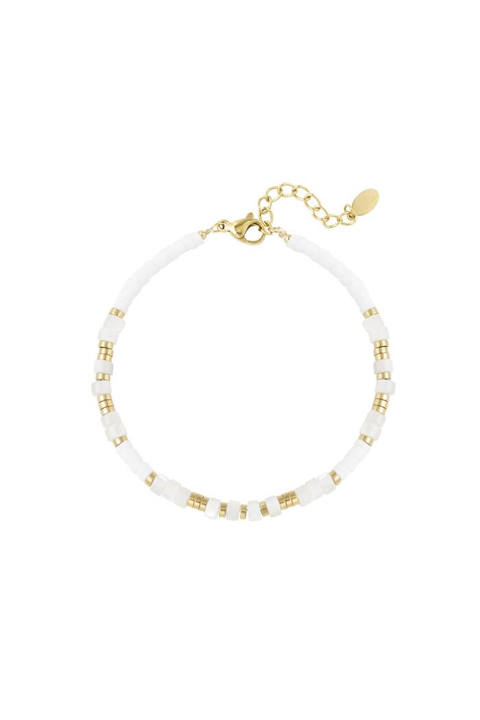 Bracelet perles étroites Blanc Hématite 