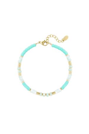 Bracelet perles étroites Light Blue Hématite h5 