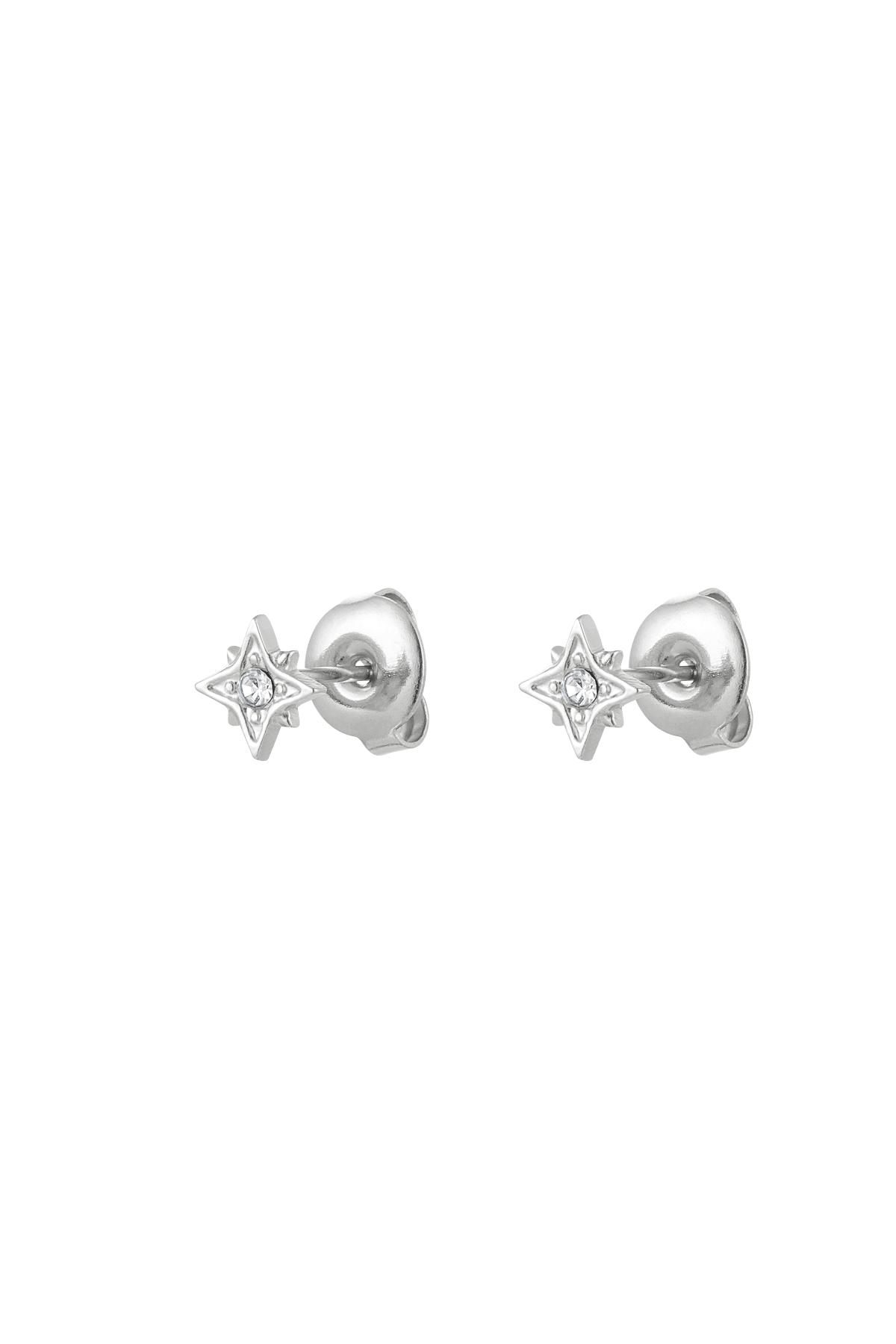 Ear studs star with strass Silver Stainless Steel