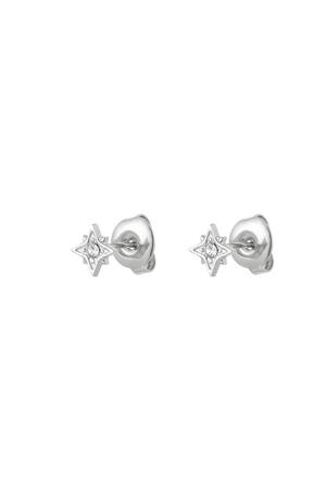 Ear studs star with strass Silver Stainless Steel h5 