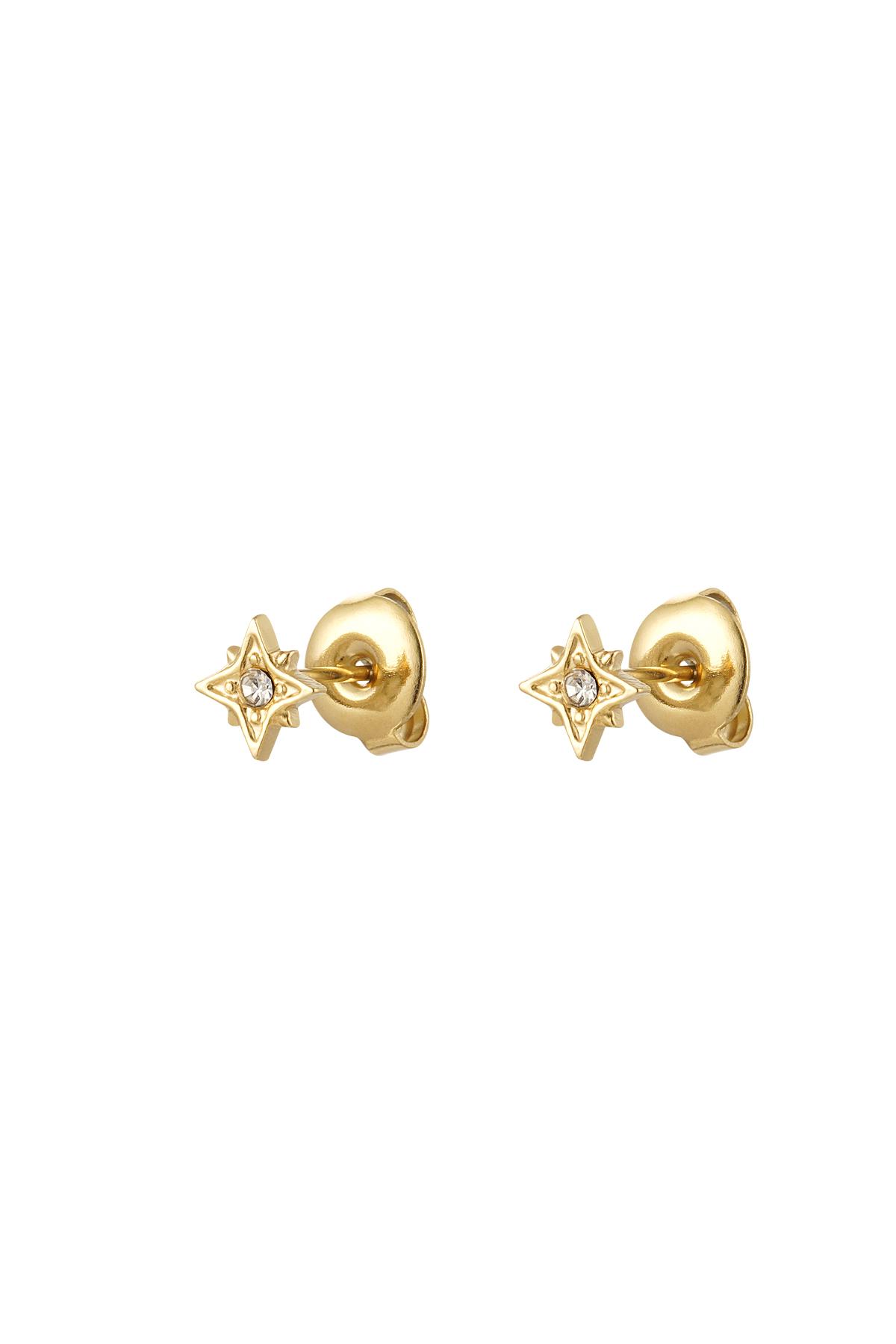 Ear studs star with strass Gold Stainless Steel 