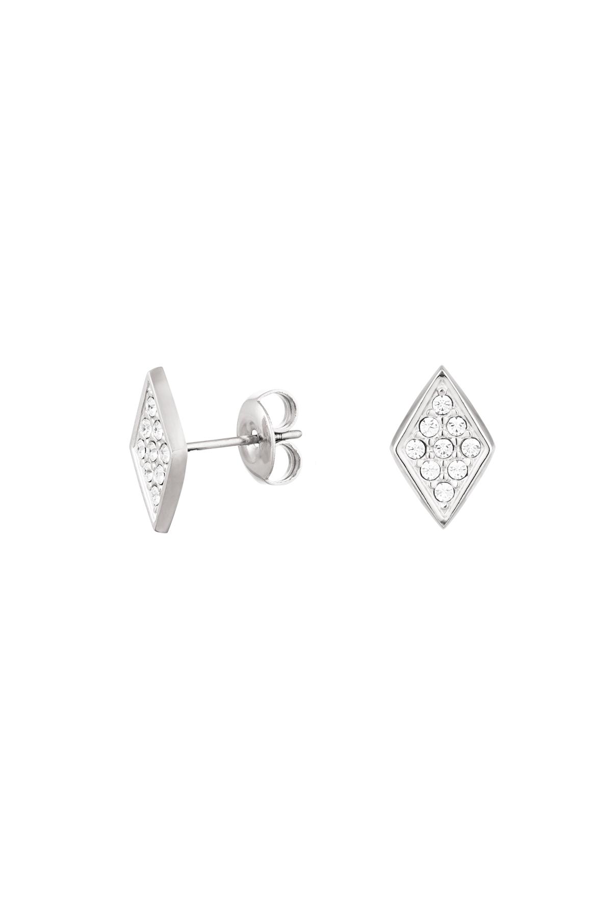 Ear studs diamond with stones Silver Stainless Steel