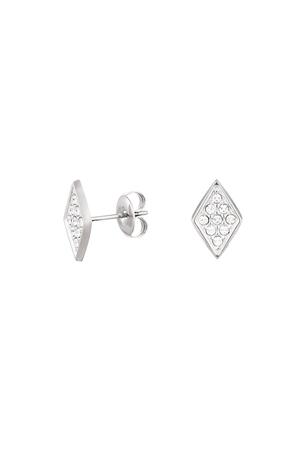 Ear studs diamond with stones Silver Stainless Steel h5 